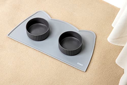 Cat Food Mat Silicone Pet Feeding Mat (20"L x 12"W / Ash Light Grey)