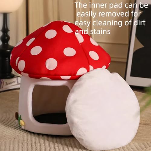 Mushroom Shape Cat House Cow Shape Cats Cave Bed Semi (Red Mushroom / Onesize)