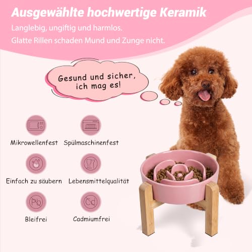 Elevated Slow Feeder Dog Bowl (Pink / 1.5 Cups)