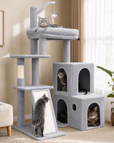 Maine Coon Cat Tower for Indoor Adult Cats (Light Grey / 50 inch)