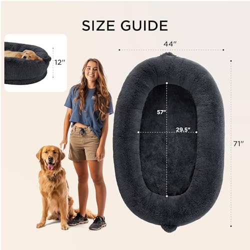 Human Dog Bed for Adult (71"L x 44"W x 12"Th / Dark Grey)