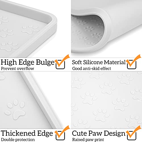 2 Pack Pet Placemat for Dog and Cat (11.8"L x 11.8"W - 2 Pack / White)