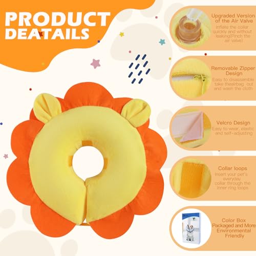 Inflatable Recovery Dog Collar (Orange Lion / Large + (Neck:18''-20''))