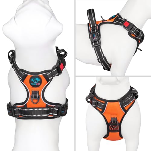 Reflective Dog Harness Large Breed Adjustable No Pull Vest (Extra Large / Orange)