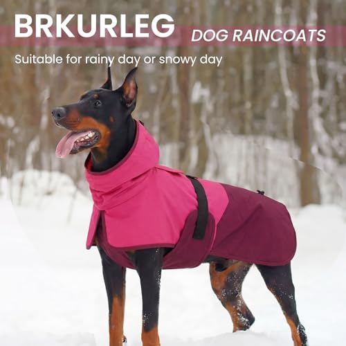 Dog Raincoat Waterproof Rain Jacket with Hood (XXXL(Back Length26.7") / Rose Red)