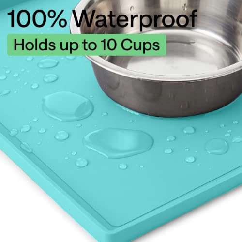 Waterproof Dog Food Mat (Turquoise / 23" x 15")