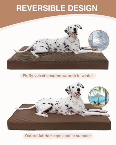 Orthopedic Dog Bed for Large Dogs with Waterproof Lining (Brown / 35.0"L x 22.0"W x 3.0"Th)