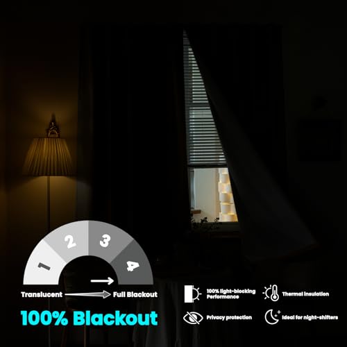 100% Blackout French Door Curtains (25"W x 40"L (Pack of 1) / Light Brown)
