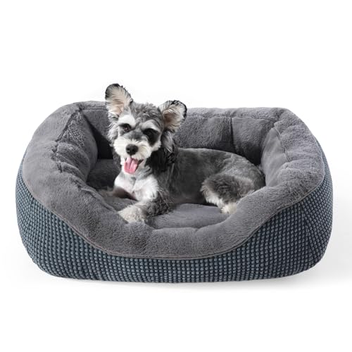 Small Dog Bed for Small Dogs (S (20"x19"x6") / Dark Grey)