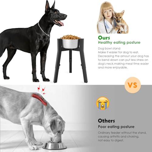 Dog Bowl Stand for Large Dogs (Height: 9.8-13.4", Width: 7-10.7" / Black, 9.8-13.4H-Square)