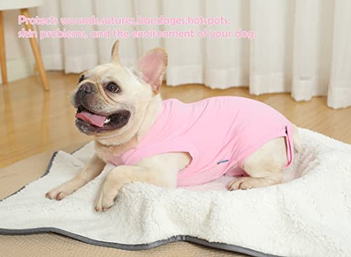 Dog Surgery Recovery Suit (L(Back15- 17" Chest 21- 23" Weight 25- 36 lb) / Pink Suit)