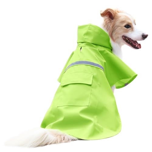 Large Dog Raincoat Adjustable (Medium (Pack of 1) / Green)