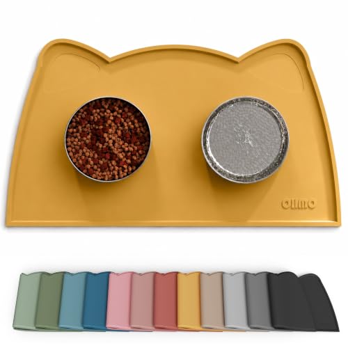 Cat Food Mat Silicone Pet Feeding Mat (20"L x 12"W / Honey)