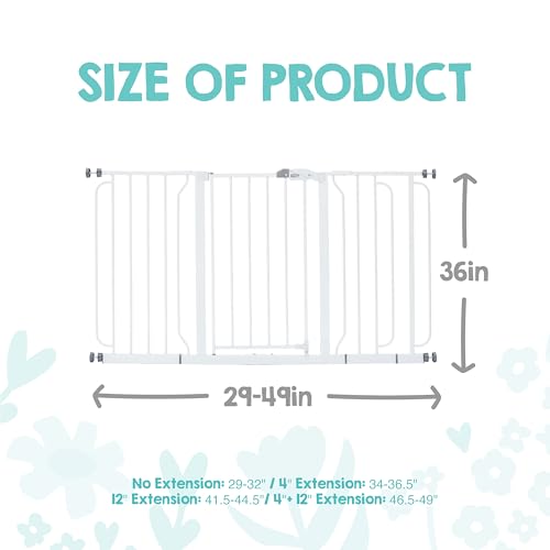 36" Extra Tall and Wide Baby Gate (White / 29-49"W x 36"H)