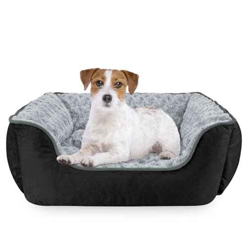 Rectangle Dog Bed for Large Medium Small Dogs Machine Washable Sleeping Dog Sofa Bed Non (Black / M(25"x 21"x 8"))
