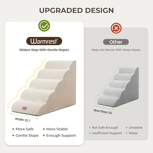 Dog Stairs for Small Dogs 22.6” H (Beige / 33"D x 15.7"W x 22.6"H)