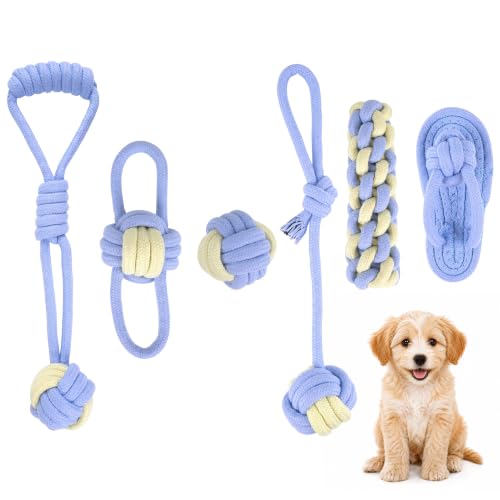 Dog Rope Toys for Puppies & Small Dogs (Blue)