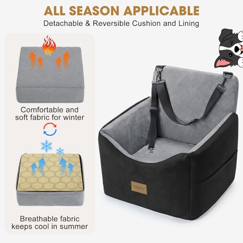 Dog Car Seats for Small Medium Dogs Under 35lbs (Black Light Grey / Small/Medium)