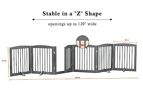 Freestanding Pet Gates with Walk Through Door (6 Panel 24" / Gray)