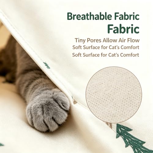 Portable Pet Tent Cave Bed with Removable Washable Mat (Khaki)