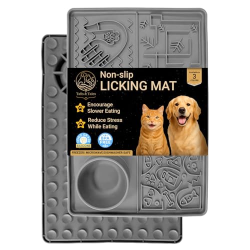 Dog Lick Mat Large 11.2 x 16.7 in Slow Feeder with Strong Suction (Gray)