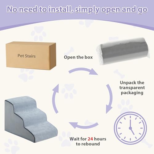 Dog Stairs for Small Dogs (Fleece Grey)