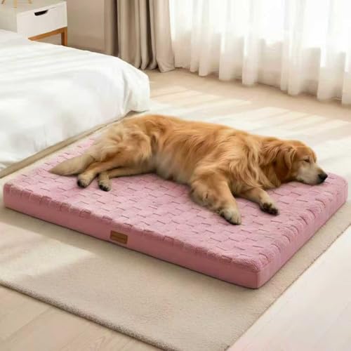 Orthopedic Large Dog Bed Washable Pet Crate Mat 36''X24'' Pink (Pink / 36"L x 24"W x 3.5"Th)