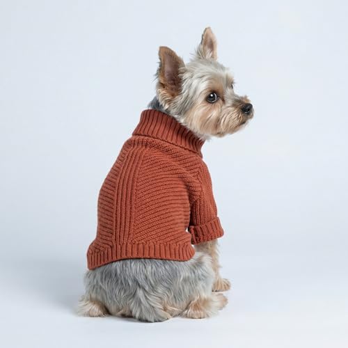 Thermal Knitted Dog Sweater Doggy Winter Coat Pet Clothes Doggie Turtleneck Jacket Puppy Outfits Cat Sweatsuit Red Small (Small / Red)