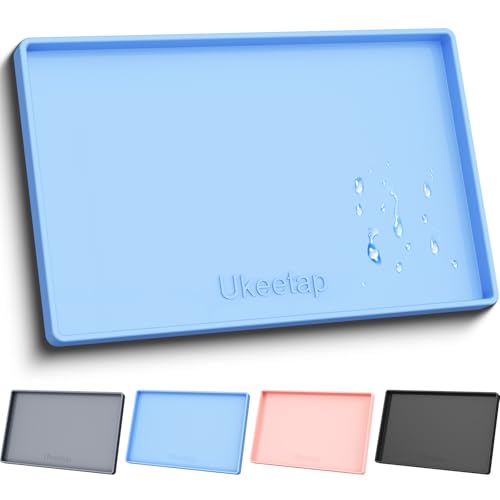 19" x 12" Extra Thick Silicone Mat Waterproof with Raised Edge (Blue / 19"L x 12"W)