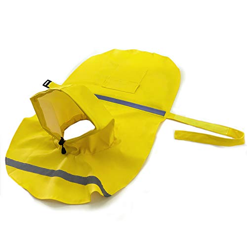 Large Dog Raincoat Adjustable Pet Waterproof Clothes Lightweight Rain Jacket Poncho Hoodies with Strip Reflective (Yellow / XXL)