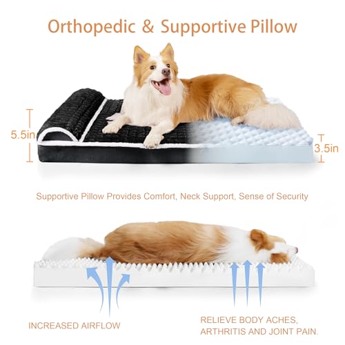 Orthopedic Medium Dog Bed Pillow Pet Sofa Bed 30''X20'' Black (Black / 30"L x 20"W x 3.5"Th)