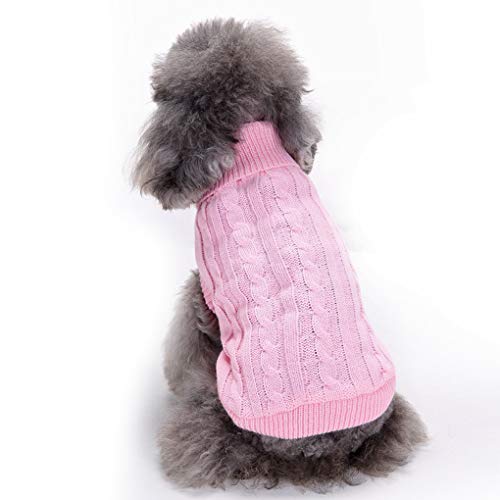 Dog Sweater Soft Warm Turtleneck Knitted Clothes for Small Medium Large Pet (Pink / XX-Small)