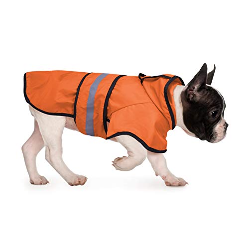 Dog Raincoat with Hood & Leash Hole S (Small / Safety Orange)