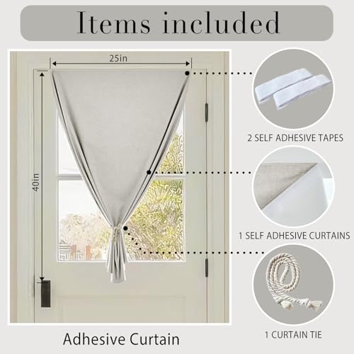 100% Blackout French Door Curtains (24"W x 40"L (Pack of 1) / Light Beige)