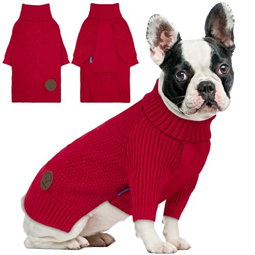 Dog Sweater Long Sleeve Warm Knit Sweaters for Medium Dogs Boy Girl (Red / X-Large)