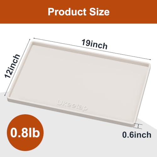 19" x 12" Extra Thick Silicone Mat Waterproof with Raised Edge (Beige / 19"L x 12"W)