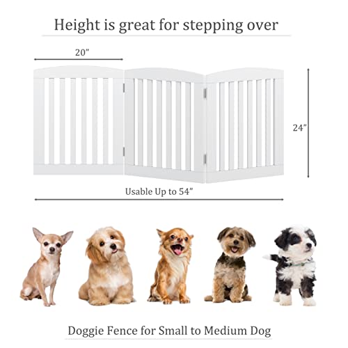 Wooden Freestanding Foldable Pet Gate for Dogs (White / 24" Height-3 Panel)