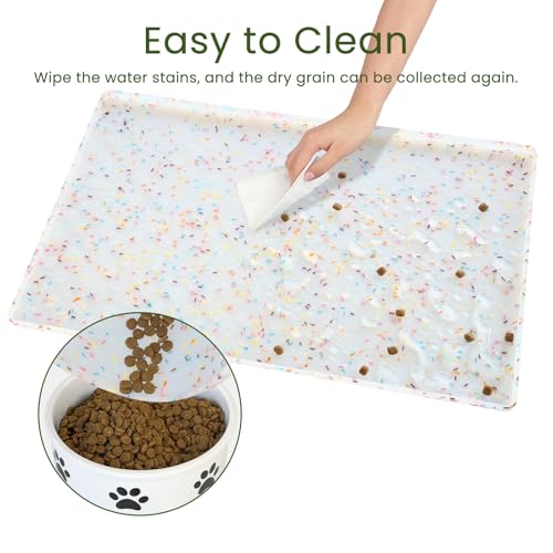 2 Pack Dog Food Mat Anti (18"L x 12"W - 2 Pack / Donut-White)