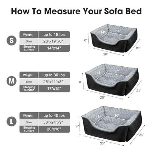 Rectangle Dog Bed for Large Medium Small Dogs (Black / S(20"x 19"x 6"))