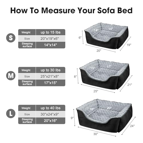 Rectangle Dog Bed for Large Medium Small Dogs (Black / L(30"x 24"x 9"))