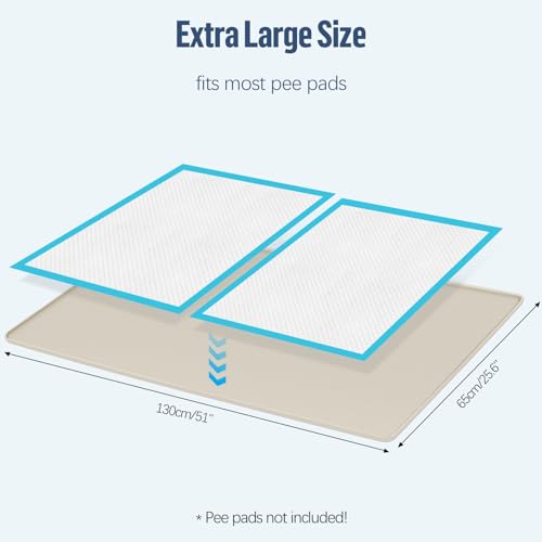 Pee Pad Holder for Dogs 51''x25.6'' Silicone Puppy Pee Pad Tray (Beige)