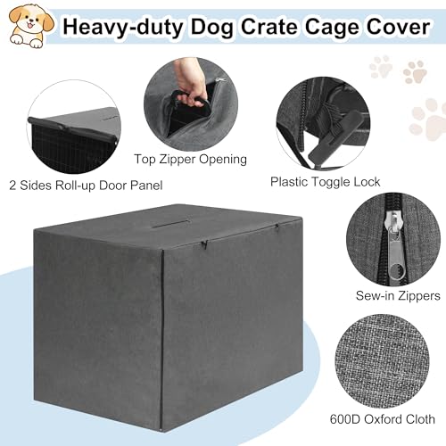 42 Inch Dog Crate Cover (42.0"L x 28.0"W x 30.0"H / Minimalist Gray)