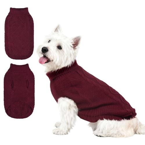Turtleneck Dog Sweater (Small/Medium / Wine Red)