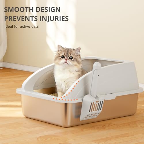 Stainless Steel Cat Litter Box with Lid (Grey)
