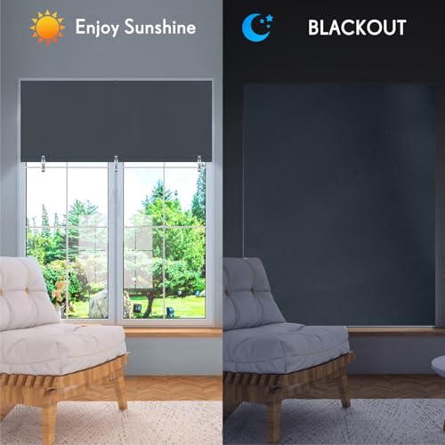2Pack Blackout Roller Shades (Grey / 36"W×72"H(2 Pack))