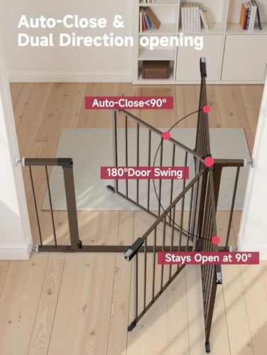 Baby Gate for Stairs (Brown / 29.5-46"W x 30"H)