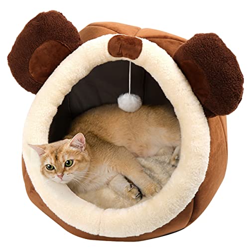 Cat Beds for Indoor Cats (Bear Brown / L)