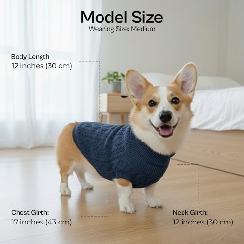 Dog Sweaters Pull Over (Medium / Cable Knit Navy)