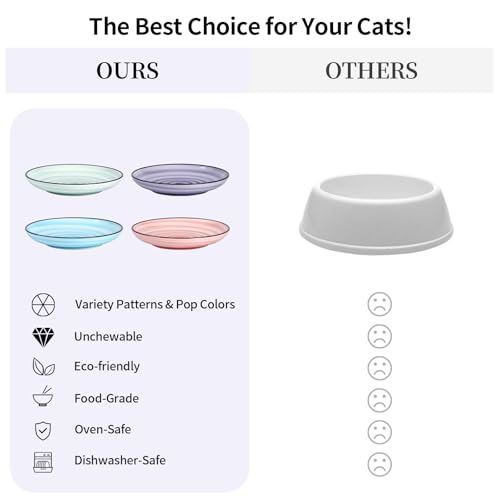 6 Inch Ceramic Cat Bowls (6 Inch, Set of 4 / Gradient Color)
