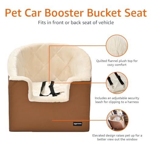 Dog Car Seat Booster for Small Dogs up to 25lbs (Tan / 18" x 18" x 16")